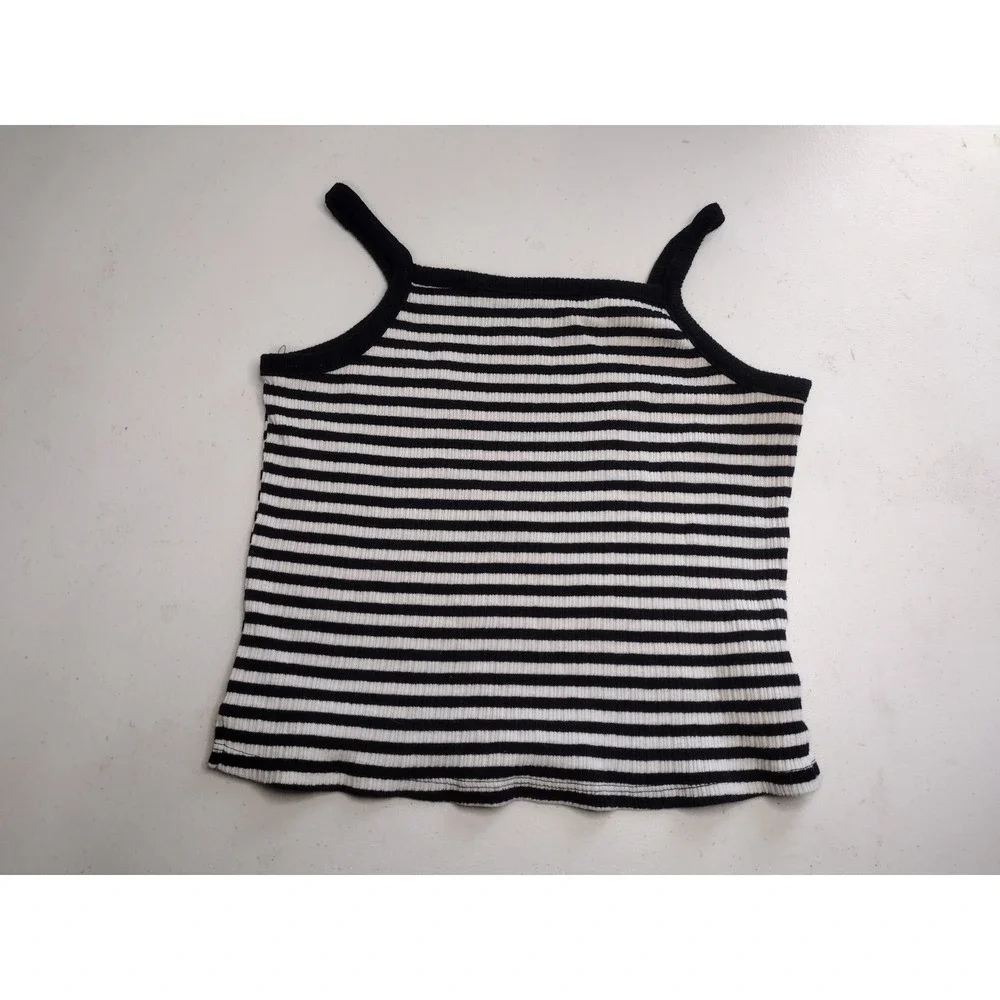 Old Navy Girls Large 10-12 Striped Ribbed Tank Top‎ Black White Camisole